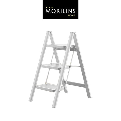 [Morilins Home] Modern Minimalist Ultra-Thin 3-Step / 4-Step Lightweight Folding Ladder - Wide Anti-Slip Steps, Multi-Functional, Ideal for Home & Office (Supports up to 150kg)