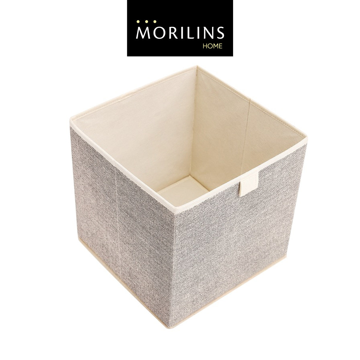 [Morilins Home] Contemporary Collapsible Rigid Rectangle Woven Storage Bin With Pull Handle, A Space-Saving & Convenient Organization on Shelves