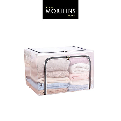 [Morilins Home] Large Capacity Clear Transparent Garment Storage Organizer - Reinforced Metal Support Frame, Moisture-Proof Fabric, & Convenient Dual Access Zipper