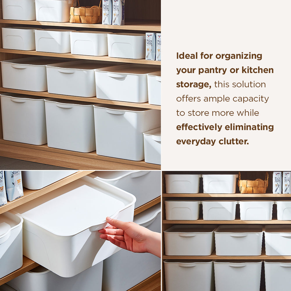 [Morilins Home] White Japanese-Style Clean & Modern Design Stackable White Lidded Plastic Storage Box
