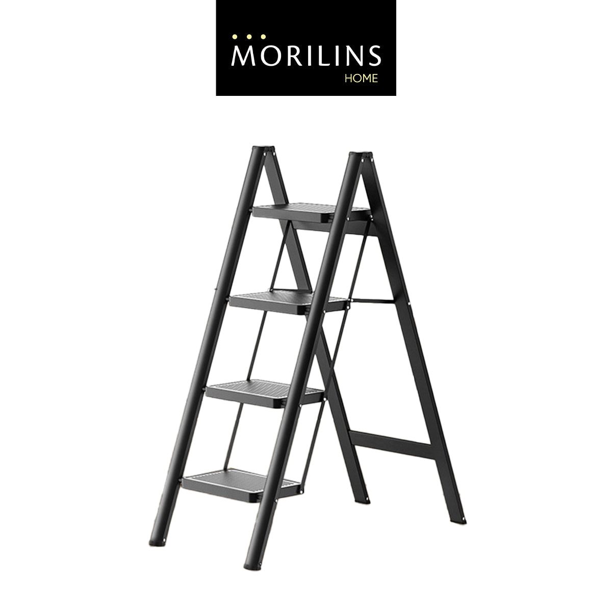 [Morilins Home] Modern Minimalist Ultra-Thin 3-Step / 4-Step Lightweight Folding Ladder - Wide Anti-Slip Steps, Multi-Functional, Ideal for Home & Office (Supports up to 150kg)