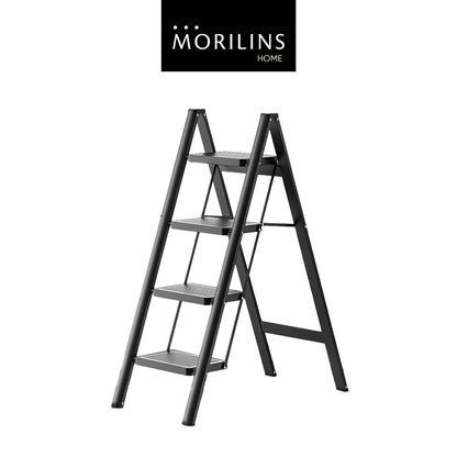 [Morilins Home] Modern Minimalist Ultra-Thin 3-Step / 4-Step Lightweight Folding Ladder - Wide Anti-Slip Steps, Multi-Functional, Ideal for Home & Office (Supports up to 150kg)