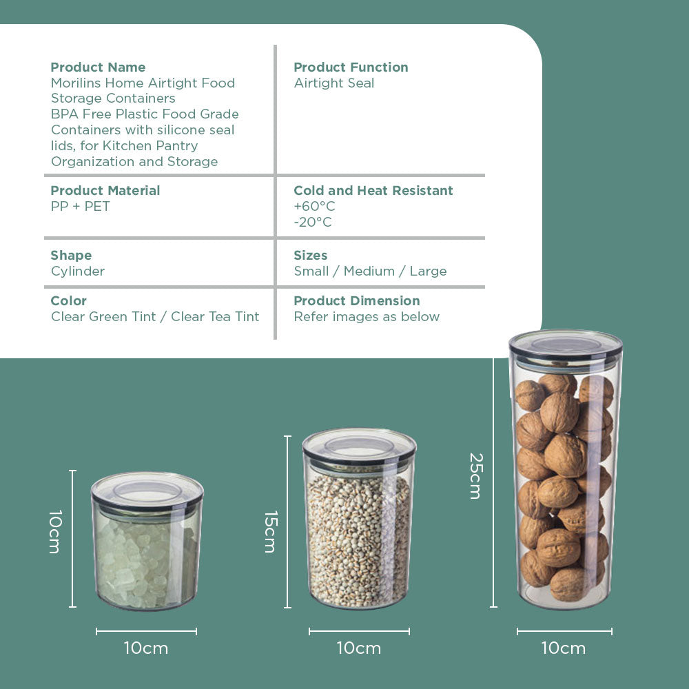 [Morilins Home] Airtight Food Storage Containers, BPA Free Plastic Food Grade Containers with silicone seal lids, for Kitchen Pantry Organization and Storage