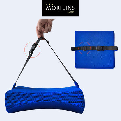 [Morilins Home] Memory Foam Lumbar Comfort Support - Breathable Mesh Pillow for Office Chair, Car Seat, or Sofa Use with Convenient Phone Pocket