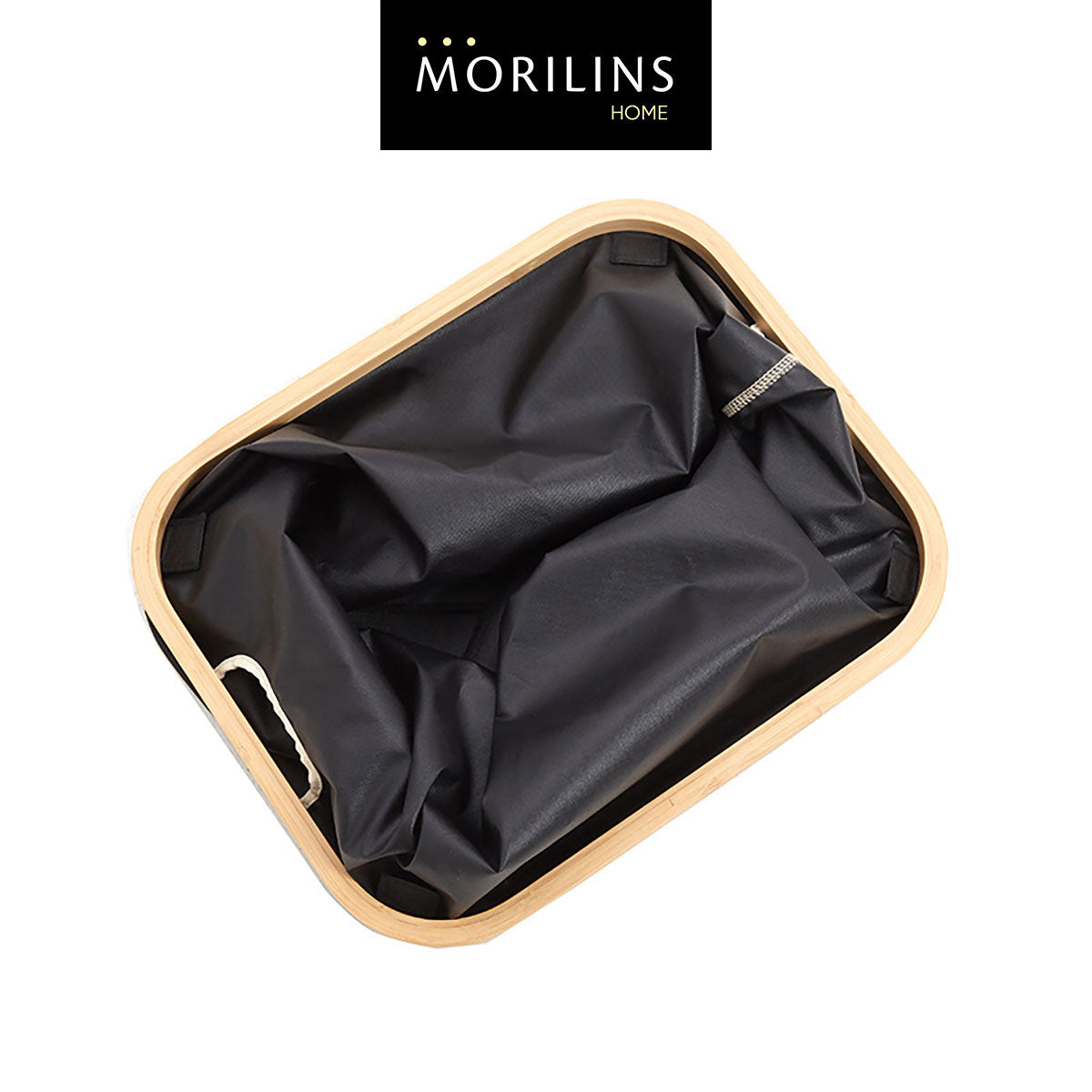 [Morilins Home] Japan-Inspired Multi-Function Tweed Fabric Storage with Real Bamboo Wood Lid - Perfect for Home, Office, & Bathroom Organization