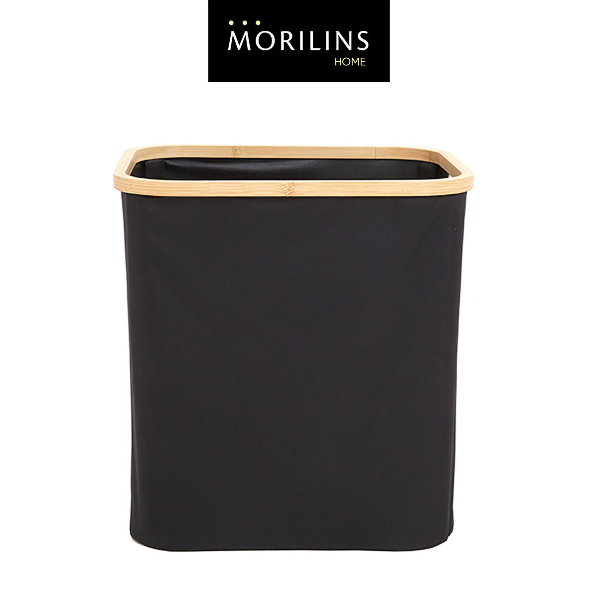 [Morilins Home] Japan-Inspired Multi-Function Tweed Fabric Storage with Real Bamboo Wood Lid - Perfect for Home, Office, & Bathroom Organization