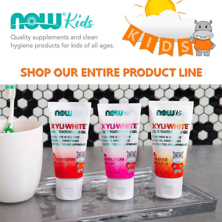 NOW Solutions, Xyliwhite™ Toothpaste Gel for Kids, Strawberry Splash Flavor, Kid Approved! 3-Ounce, packaging may varyy (85 g)