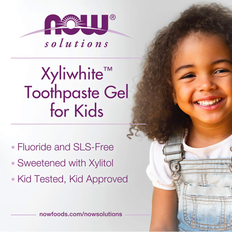 NOW Solutions, Xyliwhite™ Toothpaste Gel for Kids, Strawberry Splash Flavor, Kid Approved! 3-Ounce, packaging may varyy (85 g)