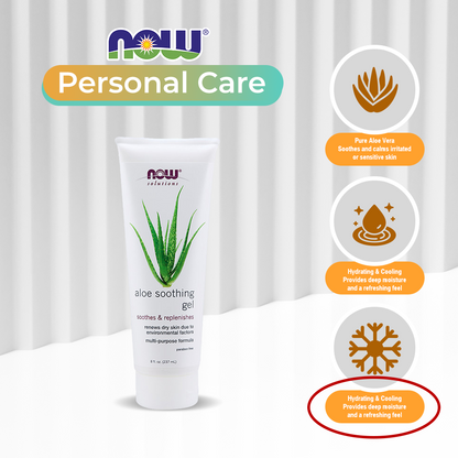 NOW Solutions, Aloe Soothing Gel, Soothes & Replenishes - 8 oz (237ML)