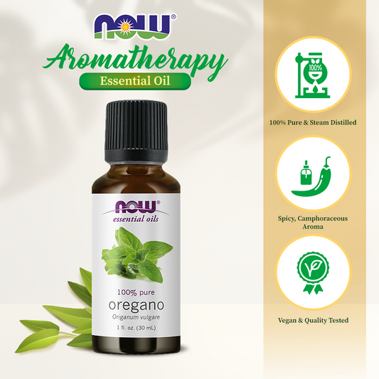 NOW Essential Oils, Oregano Oil, Comforting Aromatherapy Scent, Steam Distilled, 1-Ounce (30ml)