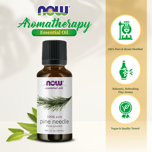 NOW Essential Oils, Pine Needle Oil, Purifying Aromatherapy Scent, Steam Distilled, 100% Pure, Vegan, Child Resistant Cap, 1-Ounce (30ml)