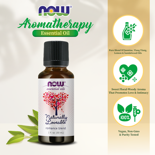 NOW Essential Oils, Naturally Loveable Oil Blend, Romantic Aromatherapy Scent, Vegan, Child Resistant Cap, 1-Ounce (30ml)