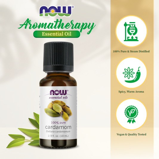 NOW Essential Oils 100% Pure Cardamom Oil 1/3 fl oz (10ml)