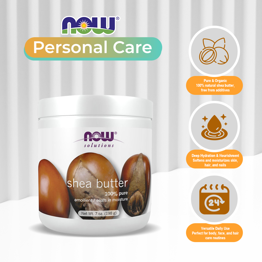 NOW Solutions, Shea Butter, Skin Emollient, Seals in Moisture for Dry Rough Skin, 7-Ounce (207ml)