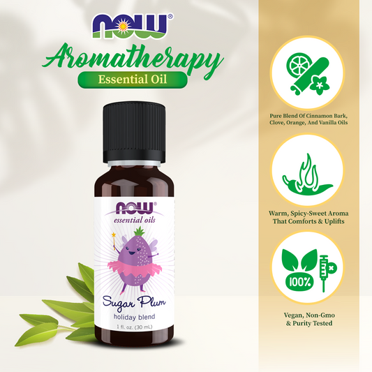 NOW Essential Oils, Sugar Plum Oil Blend, 1 fl. oz. (30 ml)