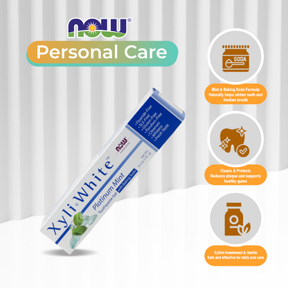 NOW Solutions, Xyliwhite Toothpaste Gel, Platinum Mint, Cleanses and Whitens, Fresh Taste, 6.4 Ounce (181g)