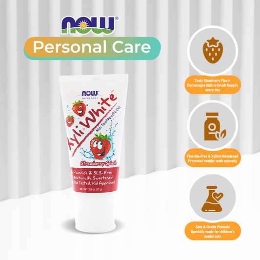 NOW Solutions, Xyliwhite™ Toothpaste Gel for Kids, Strawberry Splash Flavor, Kid Approved! 3-Ounce, packaging may varyy (85 g)