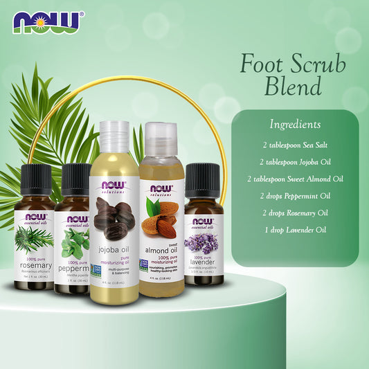 Foot Scrub Blend - Jojoba Oil, Almond Oil, Peppermint Oil, Rosemary Oil, Lavender Oil