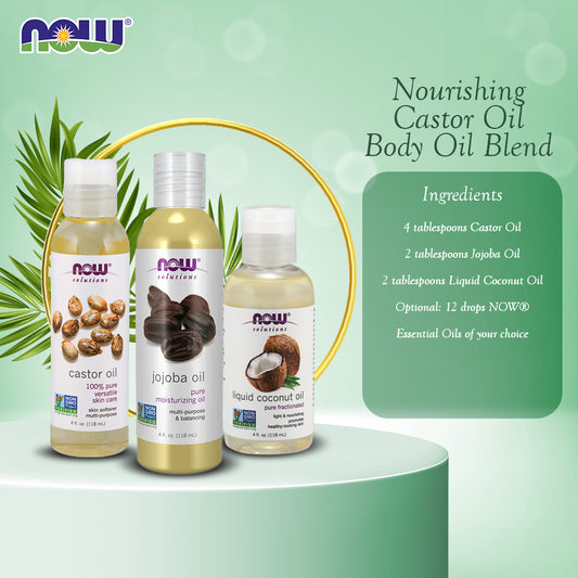 Nourishing Castor Oil Body Oil Blend - Castor Oil, Jojoba Oil Pure, Liquid Coconut Oil