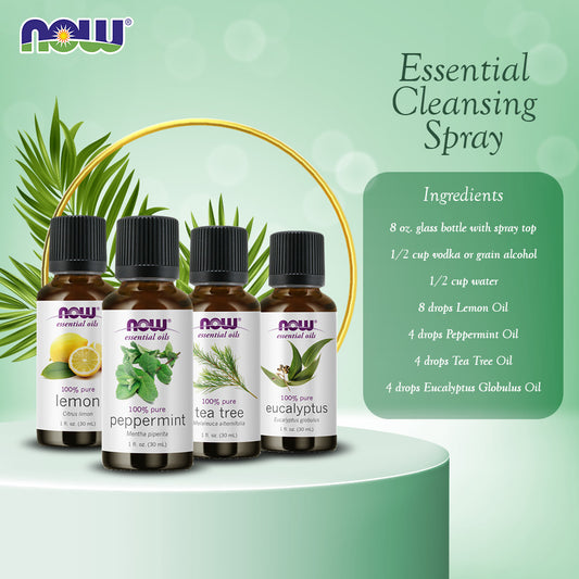 Essential Cleansing Spray - Lemon, Peppermint, Tea Tree, Eucalyptus