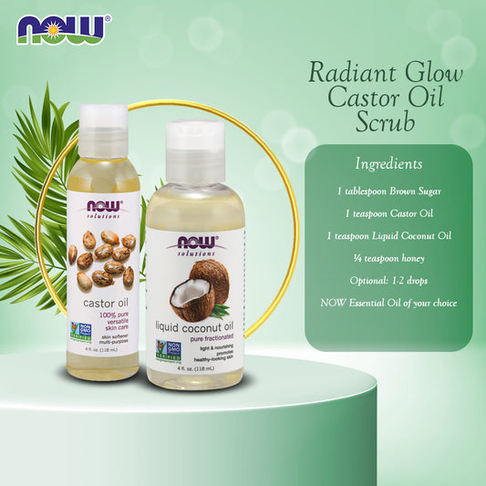 Radiant Glow Castor Oil Scrub - Castor oil, Liquid Coconut Oil