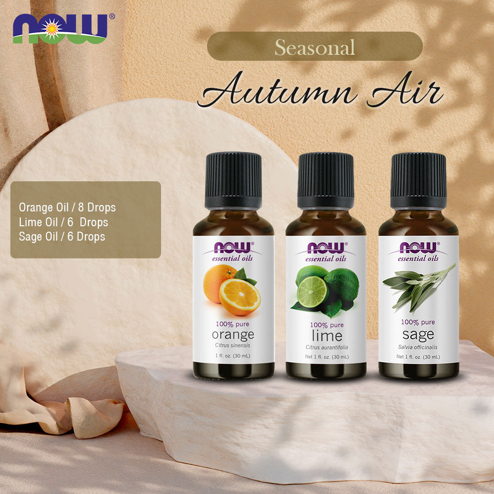 Now Essential Oils, 3 Variety of 30ml: Autumn Air - Orange , Lime , Sage