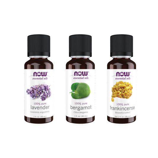 Now Essential Oils, 3 Variety of 30ml: Quiet Calm - Lavender, Bergamot, Frankincense Pure