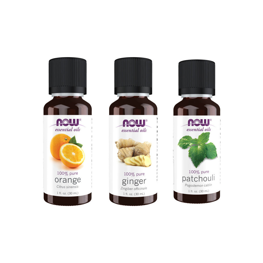 Now Essential Oils, 3 Variety of 30ml: Stroll Thru The Orchard - Orange, Ginger, Patchouli