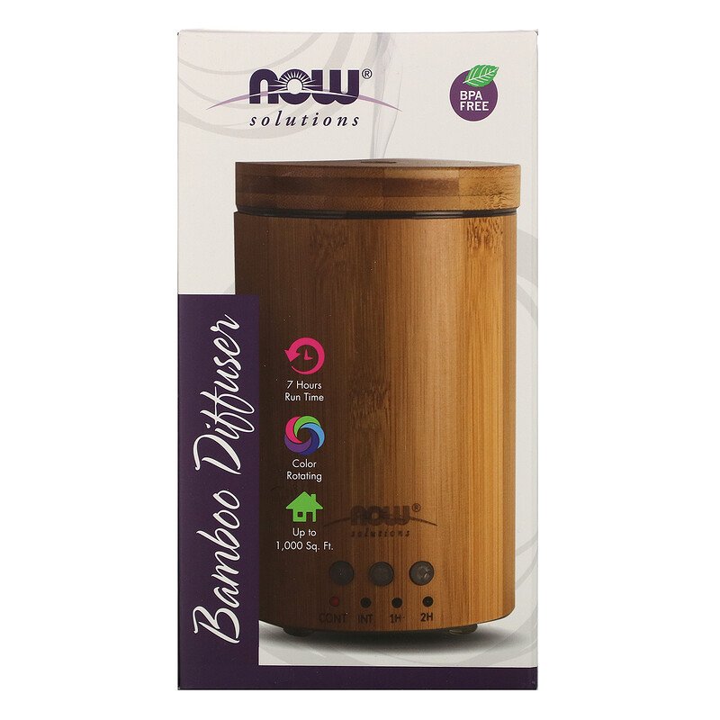 NOW Essential Oils, Ultrasonic Real Bamboo Aromatherapy Oil Diffuser, Extremely Quiet, Heat Free and Easy to Clean, Color Changing LED Diffuser - Bloom Concept Malaysia