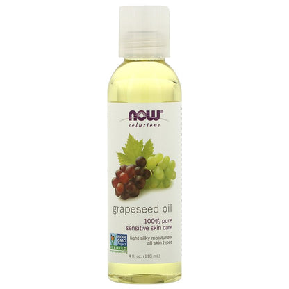 NOW Solutions, Grapeseed Oil, Skin Care for Sensitive Skin, Light Silky Moisturizer for All Skin Types, 4-Ounce (118ml) - Bloom Concept Malaysia