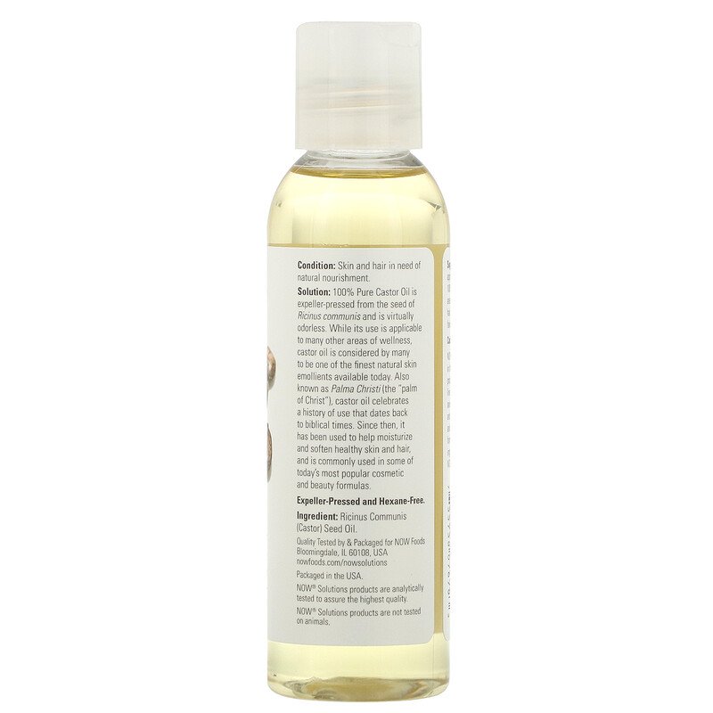 NOW Foods Castor Oil, 100% Pure Versatile Skin Care, Multi-Purpose Skin Softener, (118ml)