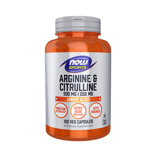 NOW Sports Nutrition, Arginine & Citrulline 500 mg/ 250 mg, Amino Acids, 120 Veg Capsules