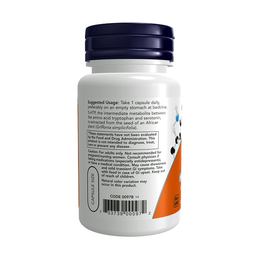 NOW Supplements, 5-HTP (5-hydroxytryptophan) 50 mg, Neurotransmitter Support*, 30 Veg Capsules