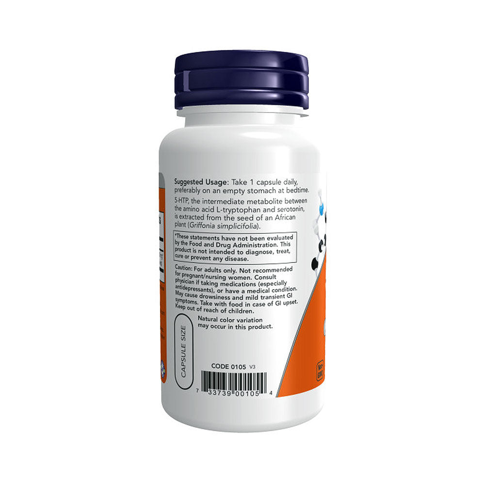 NOW Supplements, 5-HTP (5-hydroxytryptophan) 100 mg, Neurotransmitter Support, 60 Veg Capsules