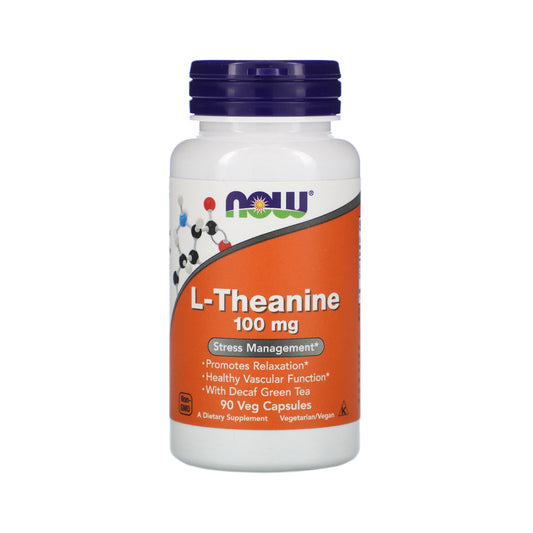 NOW Supplements, L-Theanine 100 mg with Decaf Green Tea, Stress Management*, 90 Veg Capsules