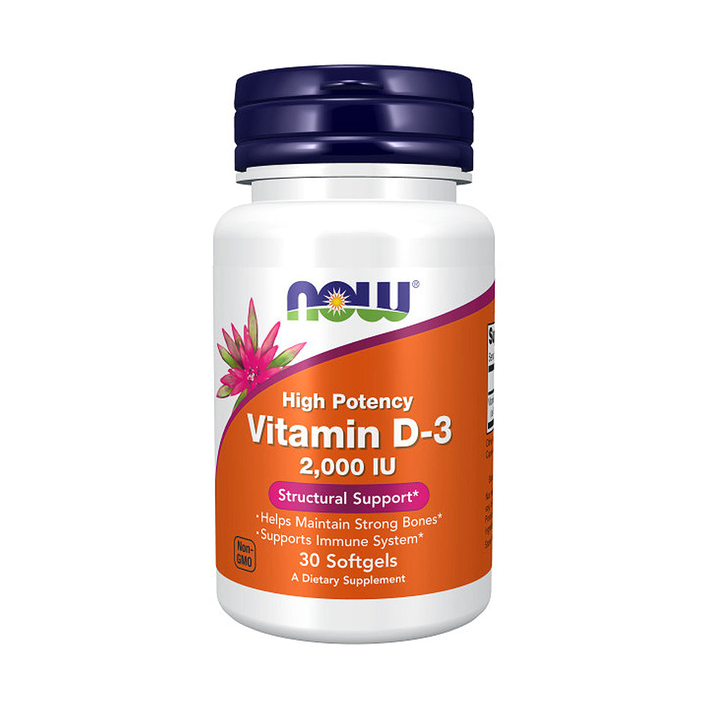 NOW Supplements, Vitamin D-3 2,000 IU, High Potency, Structural Support*, 30 Softgels