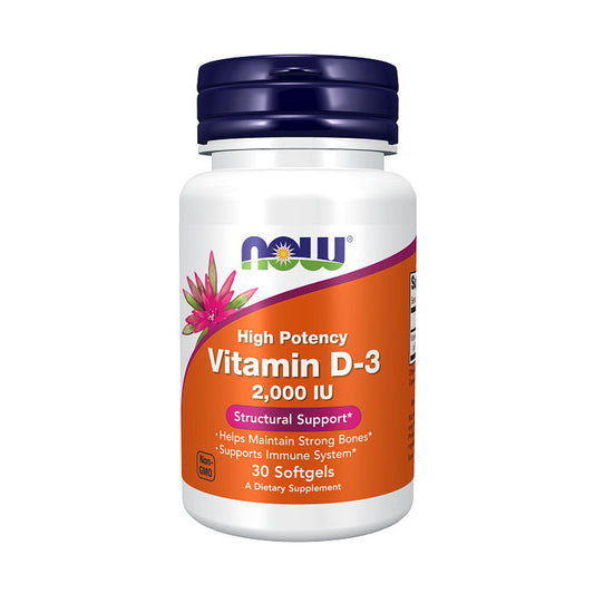 NOW Supplements, Vitamin D-3 2,000 IU, High Potency, Structural Support*, 30 Softgels
