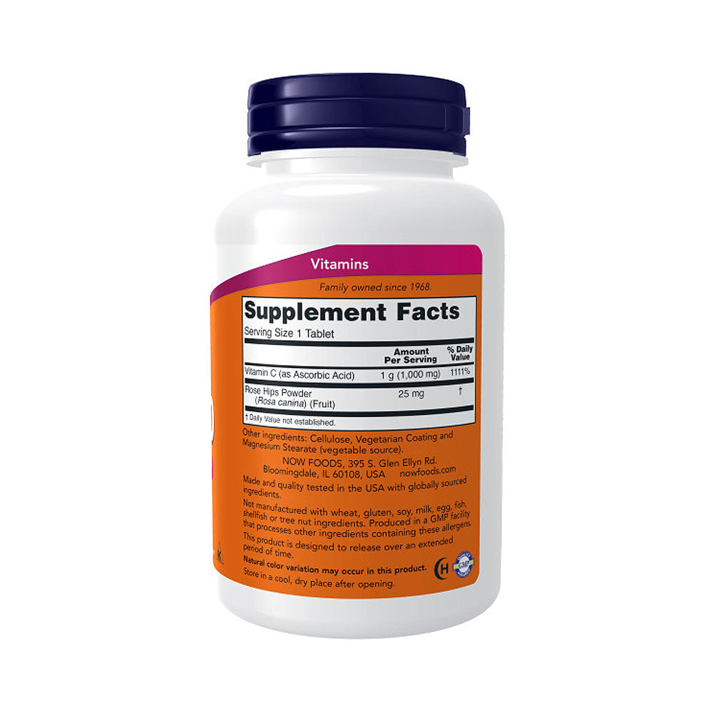 NOW Supplements, Vitamin C-1,000 with Rose Hips, Sustained Release, Antioxidant Protection*, 100 Tablets