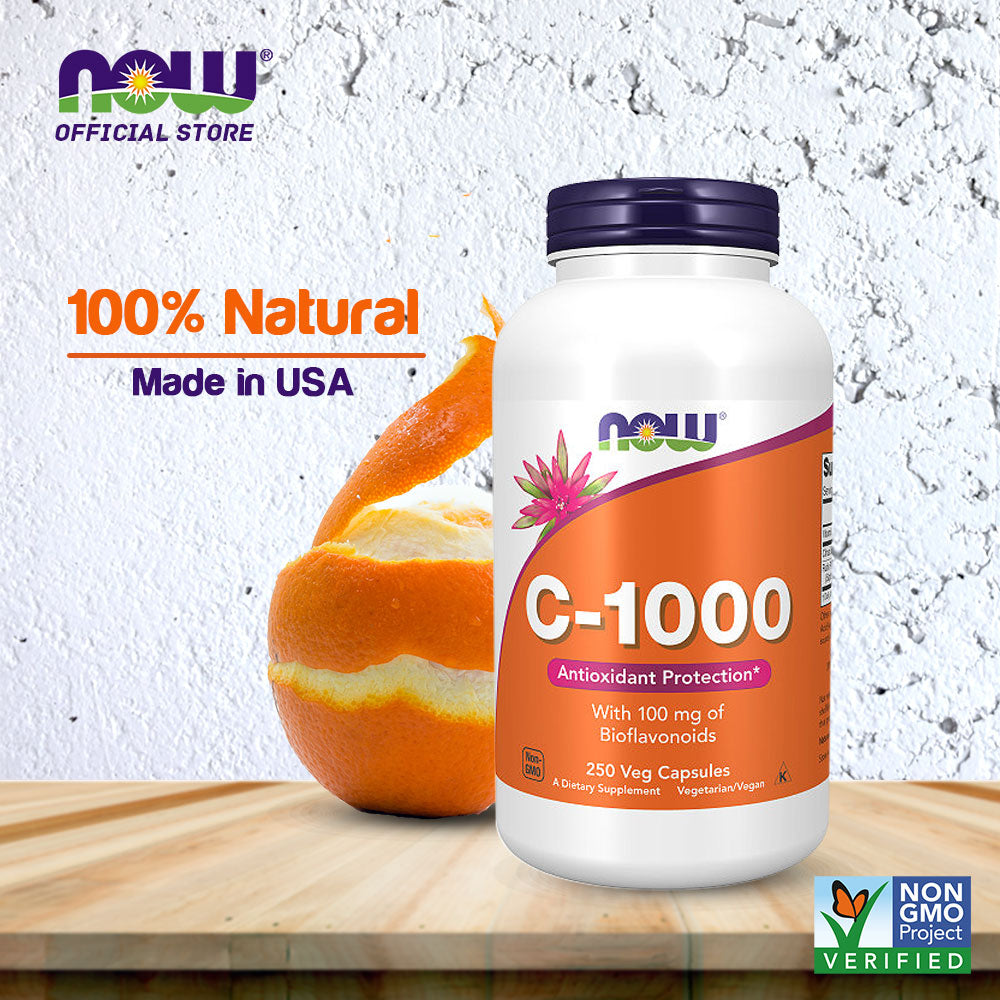 NOW Supplements, Vitamin C-1,000 with 100 mg of Bioflavonoids, Antioxidant Protection*, 250 Veg Capsules