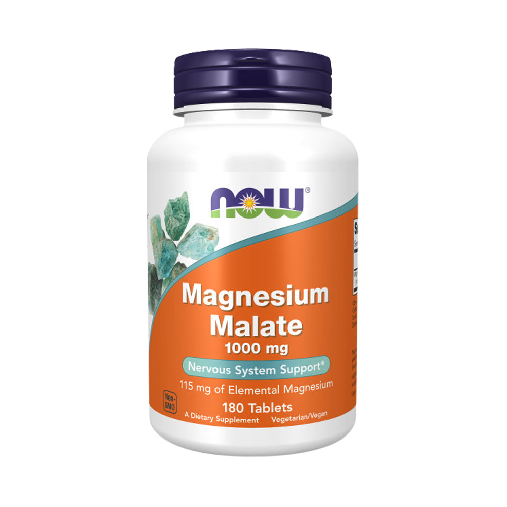 NOW Supplements, Magnesium Malate 1000 mg, Energy Production*, Nervous System Support*, 180 Tablets