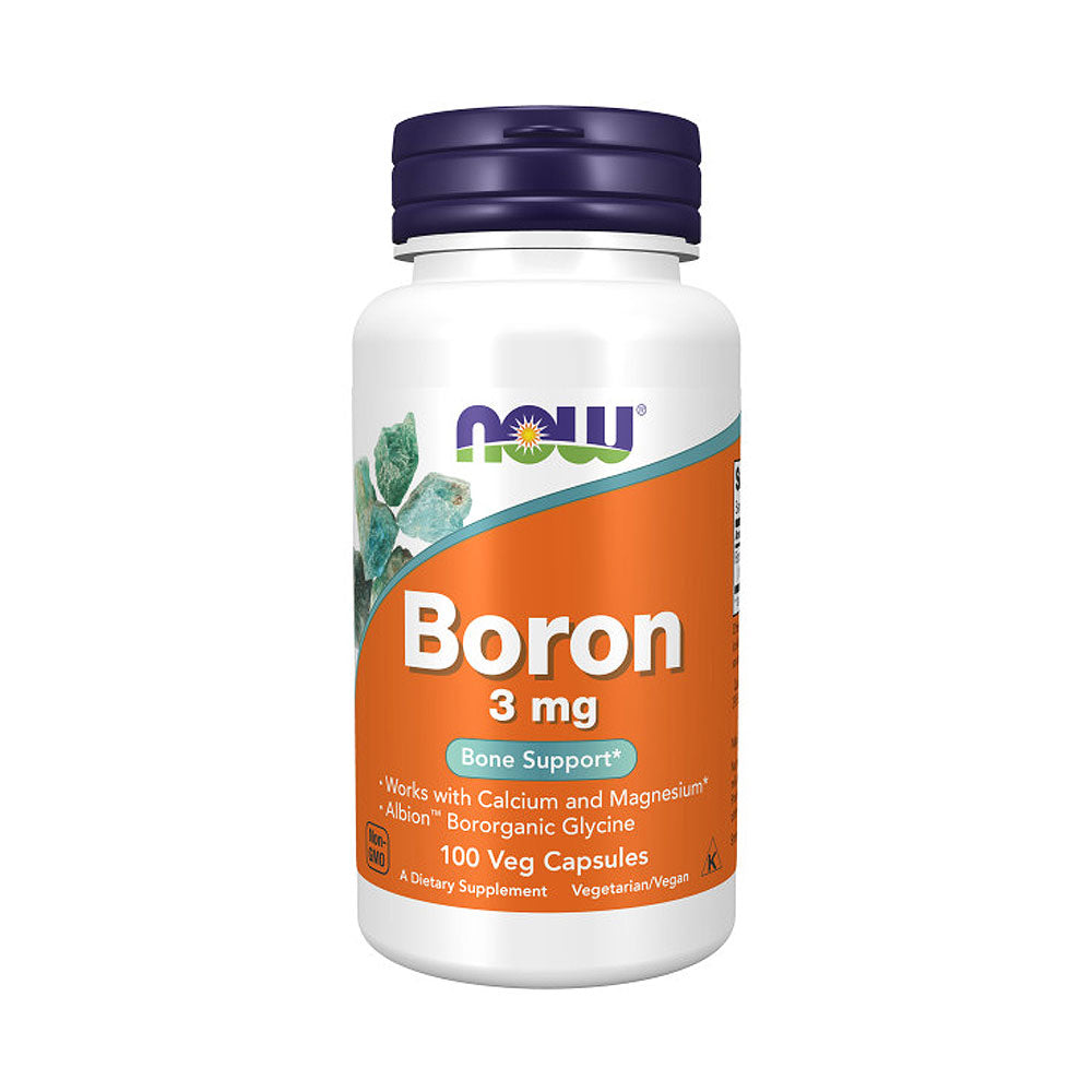 NOW Supplements, Boron 3 mg (Bororganic Glycine), Structural Support*, 100 Veg Capsules