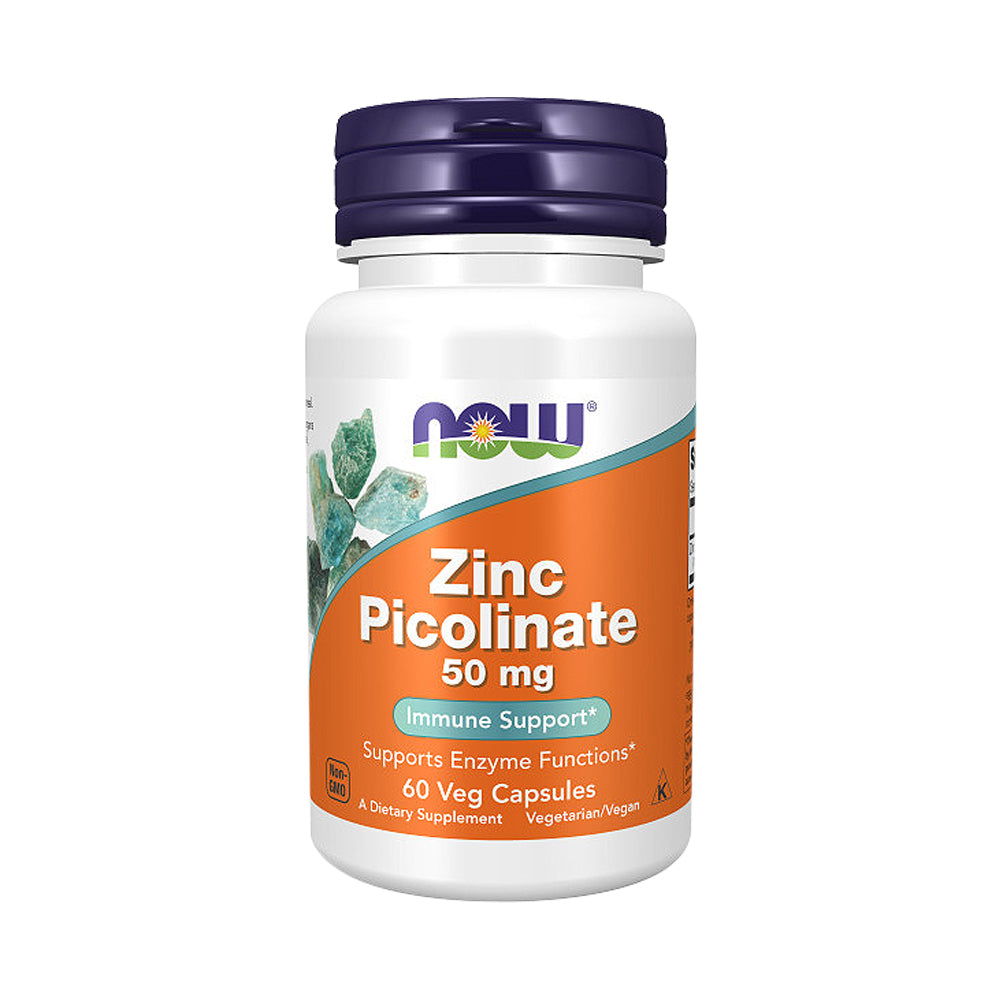 NOW Supplements, Zinc Picolinate 50 mg, Supports Enzyme Functions, Immune Support*, 60 Veg Capsules