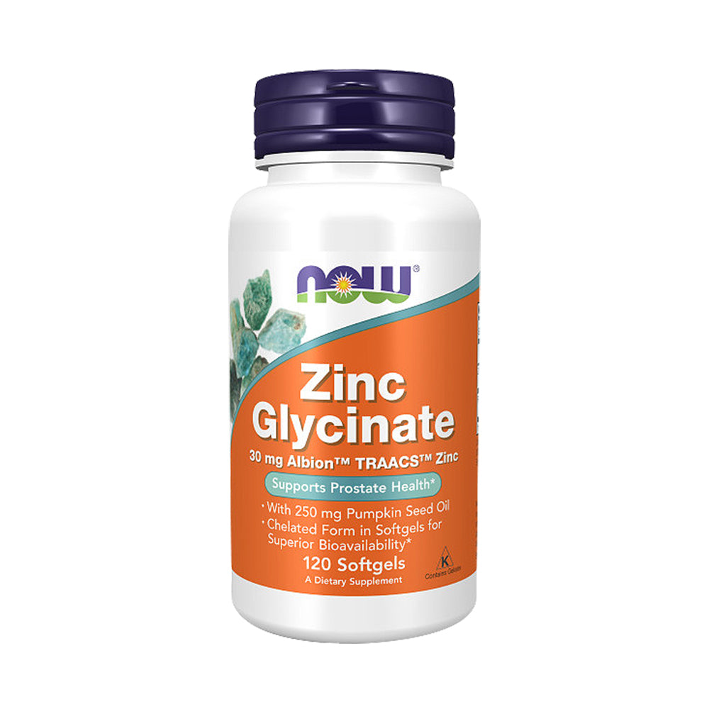 NOW Foods Supplements, Zinc Glycinate with 250 mg Pumpkin Seed Oil, Supports Prostate Health*, 120 Softgels