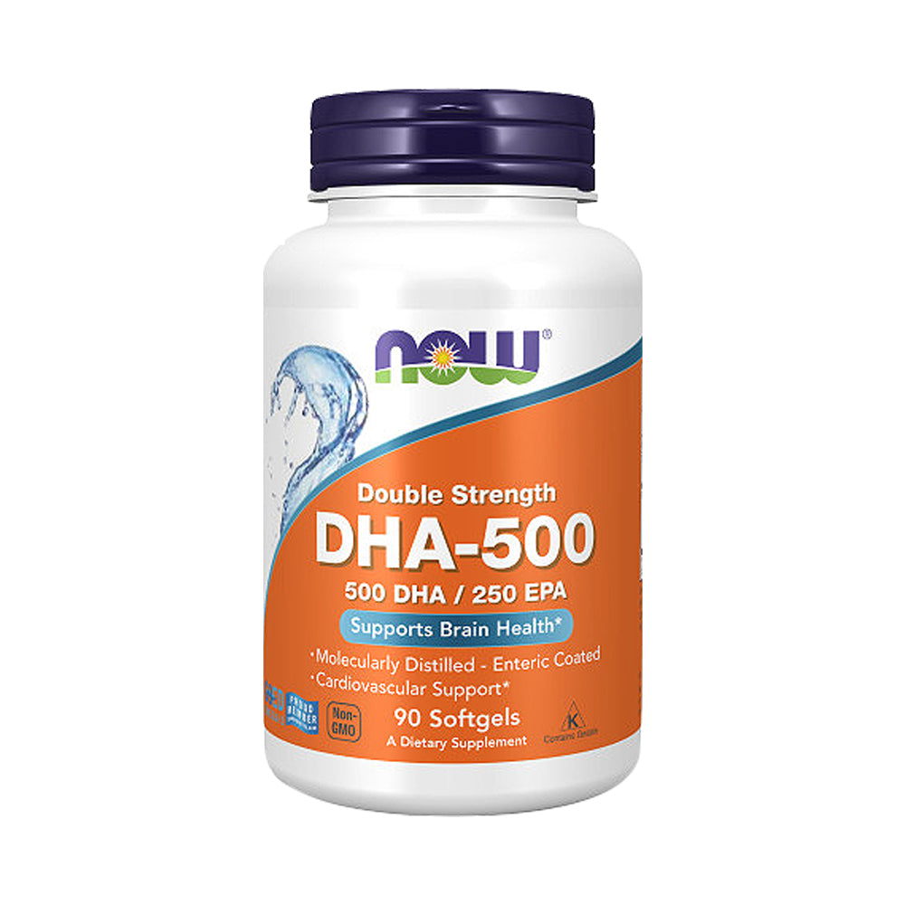 NOW Supplements, DHA-500 with 250 EPA, Molecularly Distilled, Supports Brain Health*, 90 Softgels