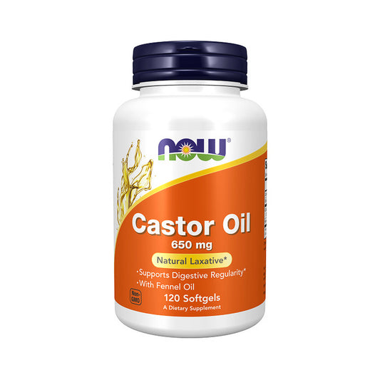 NOW Supplements, Castor Oil 650 mg with Fennel Oil, Natural Laxative*, 120 Softgels