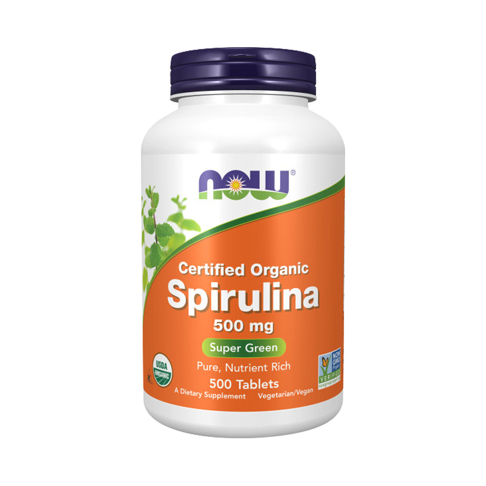 NOW Supplements, Organic Spirulina 500 mg with Vitamins, Minerals and GLA (Gamma-Linolenic Acid), 500 Tablets