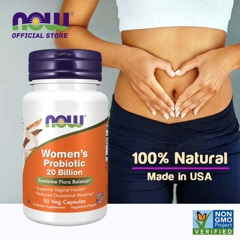 NOW Supplements, Women's Probiotic, 20 Billion, Specially Formulated using Three Clinically Tested Probiotic Strains, 50 Veg Capsules