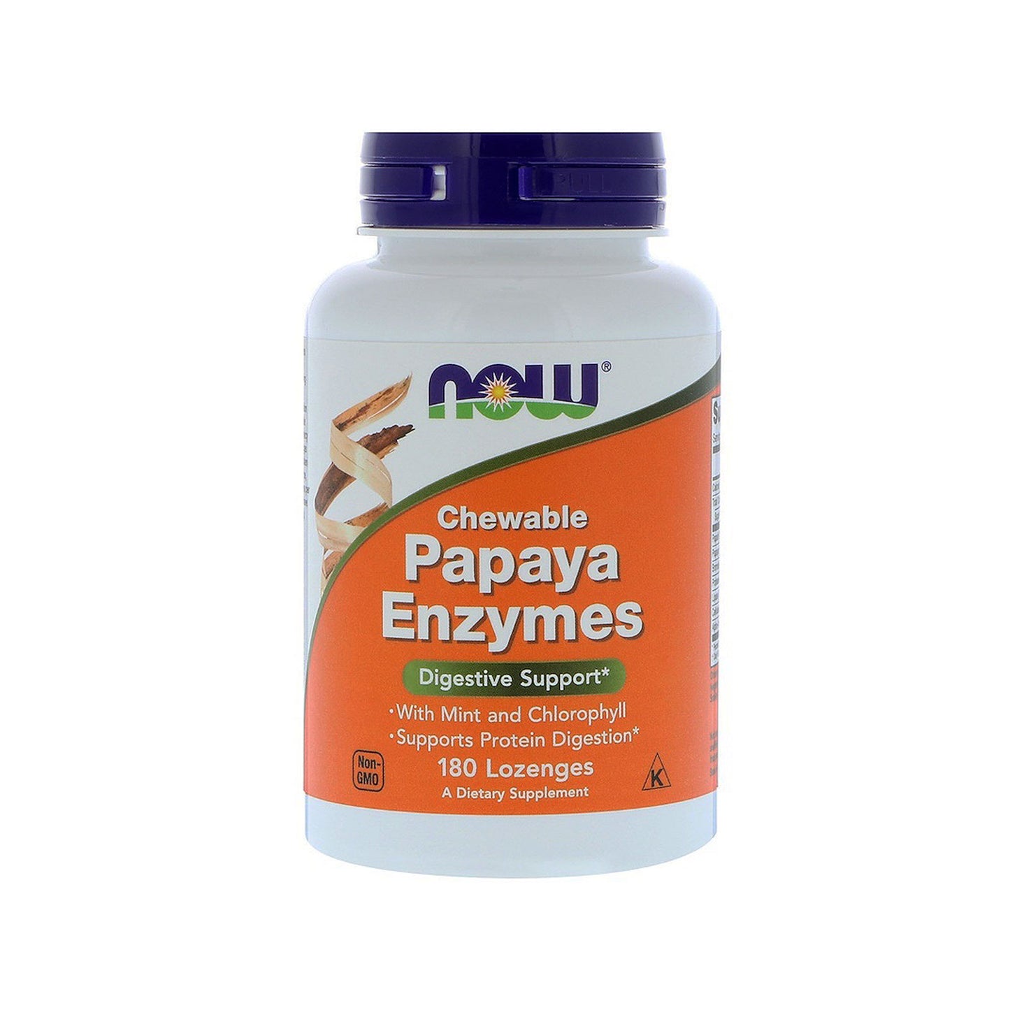 NOW Supplements, Papaya Enzyme with Mint and Chlorophyll, Digestive Support*, 180 Chewable Lozenges