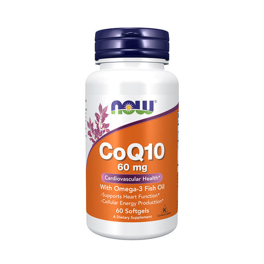 NOW Supplements, CoQ10 60 mg with Omega 3 Fish Oil, Cardiovascular Health*, 60 Softgels