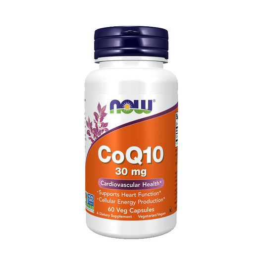NOW Supplements, CoQ10 30 mg, Pharmaceutical Grade, All-Trans Form produced by Fermentation, 60 Veg Capsules
